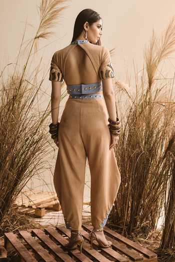 ASHNA VASWANI Hand Painted Handloom Cotton Top & Pant Set 