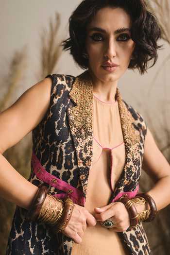 Shop ASHNA VASWANI Ivory Chanderi Silk, Handloom Cotton Halter Neck, Collared Blazer And Skirt Set Online at Aza Fashions Shop_ASHNA VASWANI_Ivory Chanderi Silk, Handloom Cotton Halter Neck, Collared Blazer And Skirt Set _Online_at_Aza_Fashions