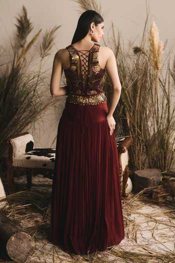 ASHNA VASWANI 3D Embellished Corset Lehenga Set 