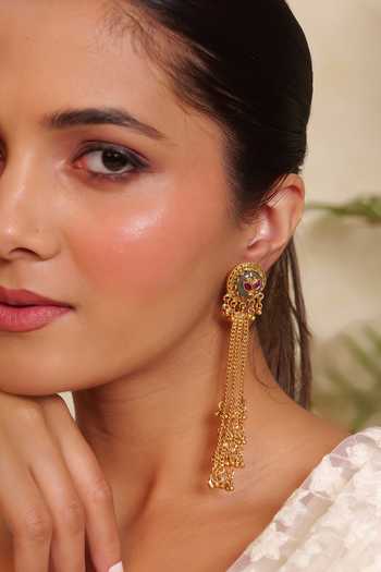 Prestones Lotus Motif Earrings 