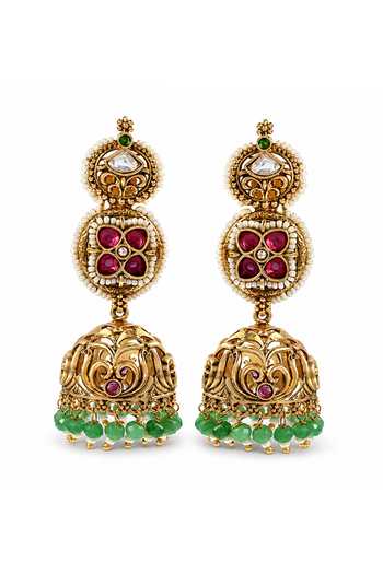 Prestones Bead Embellished Jhumka Earrings 