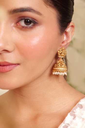 Prestones_White Temple Mix Metal Earrings _Online_at_Aza_Fashions