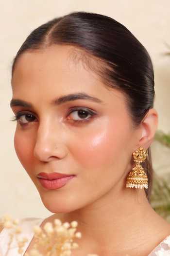 Buy_Prestones_White Temple Mix Metal Earrings _Online_at_Aza_Fashions