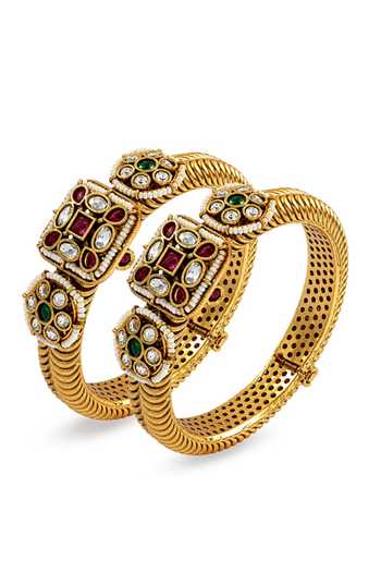 Prestones Kundan Embellished Bangles - Set of 2 