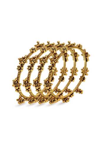 Prestones Floral Dangler Motif Bangles - Set of 4 
