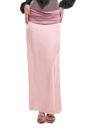 Sameer Madan Pink Satin, Faux Leather Diva Do Mar Draped Skirt Online at Aza Fashions Sameer Madan_Pink Satin, Faux Leather Diva Do Mar Draped Skirt _Online_at_Aza_Fashions