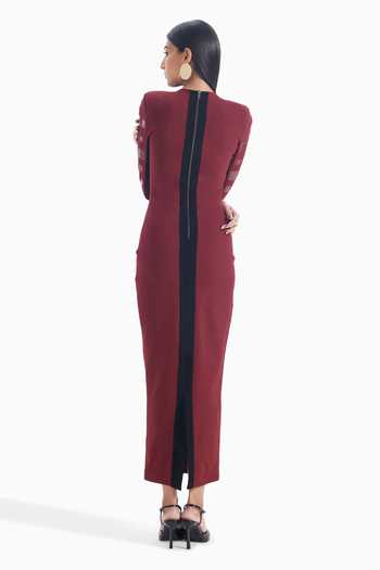 Sameer Madan Cherry Static Embellished Dress 
