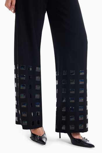 Sameer Madan Black Twill Sway Ritual Grid Applique Work Pant Online at Aza Fashions Sameer Madan_Black Twill Sway Ritual Grid Applique Work Pant _Online_at_Aza_Fashions