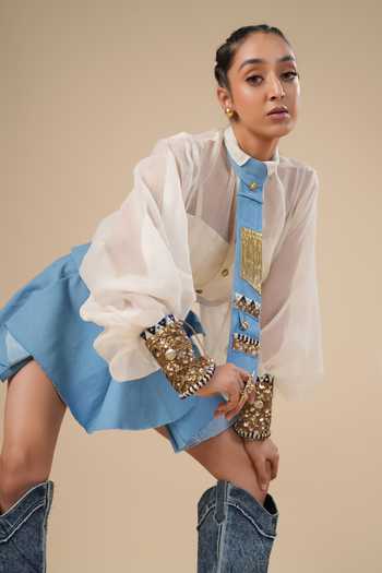 ASHNA VASWANI Handwork Embellished Denim Cuff 