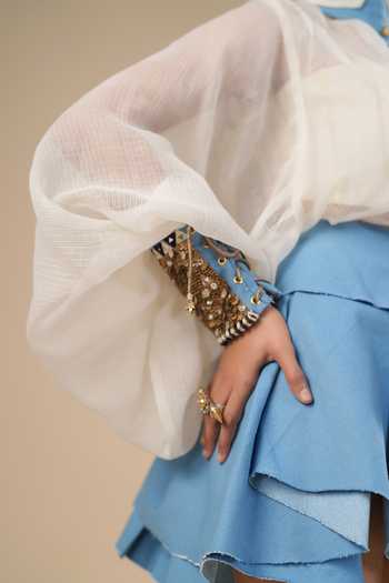 Shop_ASHNA VASWANI_Blue Handwork Embellished Denim Cuff _Online_at_Aza_Fashions
