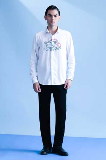 Abkasa_White Cotton Nautical Shirt _Online_at_Aza_Fashions