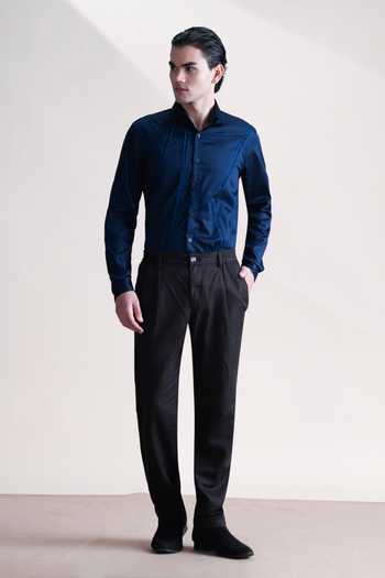 Buy_Abkasa_Navy Cotton Skyline Shirt _Online_at_Aza_Fashions