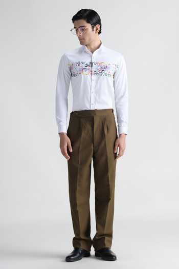 Abkasa White Cotton Terra Embroidered Shirt Online at Aza Fashions Abkasa_White Cotton Terra Embroidered Shirt _Online_at_Aza_Fashions