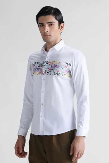 Shop Abkasa White Cotton Terra Embroidered Shirt Online at Aza Fashions Shop_Abkasa_White Cotton Terra Embroidered Shirt _Online_at_Aza_Fashions