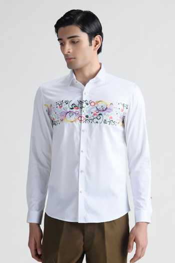 Abkasa Terra Cotton Embroidered Shirt 