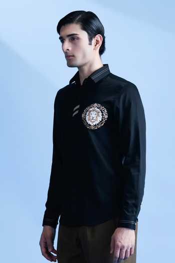 Buy Abkasa Black Cotton Legacy Embroidered Shirt Online at Aza Fashions Buy_Abkasa_Black Cotton Legacy Embroidered Shirt _Online_at_Aza_Fashions