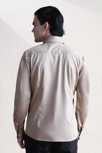 Abkasa Linear Pintuck Asymmetrical Panel Cotton Shirt 