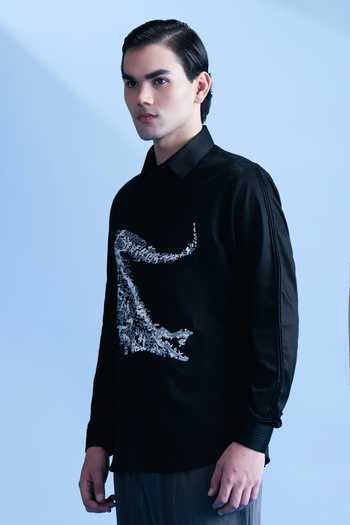 Abkasa Black Cotton Atelier Shirt Online at Aza Fashions Abkasa_Black Cotton Atelier Shirt _Online_at_Aza_Fashions