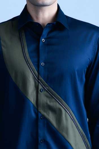 Abkasa Navy Cotton Lonny Shirt at Aza Fashions Abkasa_Navy Cotton Lonny Shirt _at_Aza_Fashions
