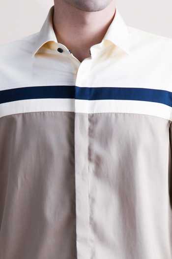Buy Abkasa Cream Cotton Yola Colourblock Shirt Online at Aza Fashions Buy_Abkasa_Cream Cotton Yola Colourblock Shirt _Online_at_Aza_Fashions