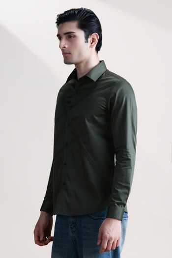 Buy Abkasa Green Cotton Javi Shirt Online at Aza Fashions Buy_Abkasa_Green Cotton Javi Shirt _Online_at_Aza_Fashions