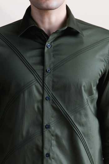 Shop Abkasa Green Cotton Javi Shirt Online at Aza Fashions Shop_Abkasa_Green Cotton Javi Shirt _Online_at_Aza_Fashions