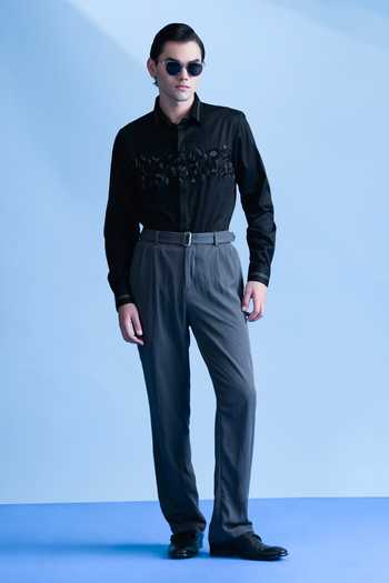 Buy_Abkasa_Black Cotton Ettore Beaded Embellished Shirt _Online_at_Aza_Fashions