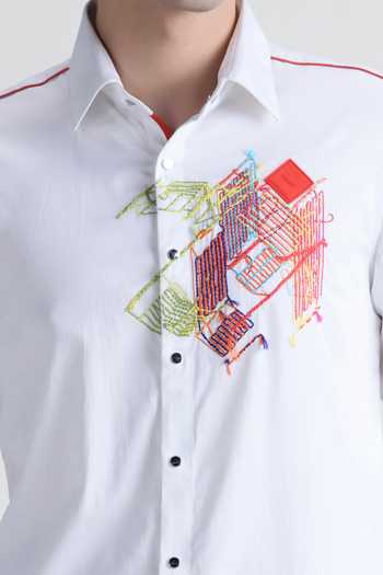 Abkasa White Cotton Contessa Embroidered Shirt at Aza Fashions Abkasa_White Cotton Contessa Embroidered Shirt _at_Aza_Fashions