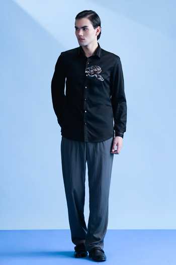 Buy Abkasa Black Cotton Python Embroidered Shirt Online at Aza Fashions Buy_Abkasa_Black Cotton Python Embroidered Shirt _Online_at_Aza_Fashions