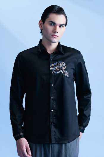 Abkasa Python Embroidered Cotton Shirt 