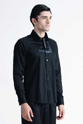 Abkasa_Black Cotton Tullio Shirt _Online_at_Aza_Fashions