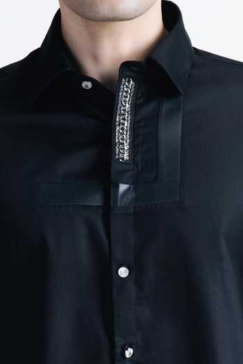 Buy_Abkasa_Black Cotton Tullio Shirt _Online_at_Aza_Fashions
