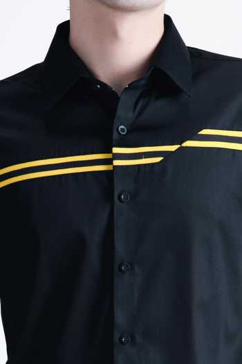Abkasa_Black Cotton Sebastiano Striped Shirt _Online_at_Aza_Fashions
