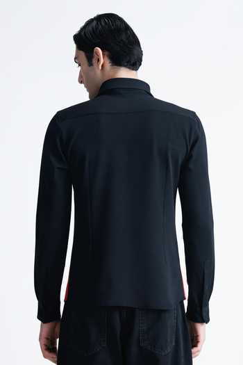 Abkasa Delphy Colour Block Panel Cotton Shirt 