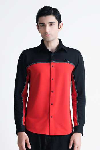 Abkasa Delphy Colour Block Panel Cotton Shirt 