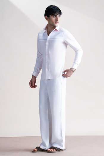 Abkasa_Pink Cotton Shadow Shirt _Online_at_Aza_Fashions