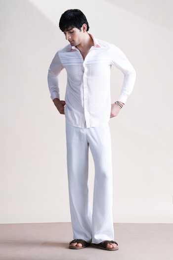 Buy_Abkasa_Pink Cotton Shadow Shirt _Online_at_Aza_Fashions