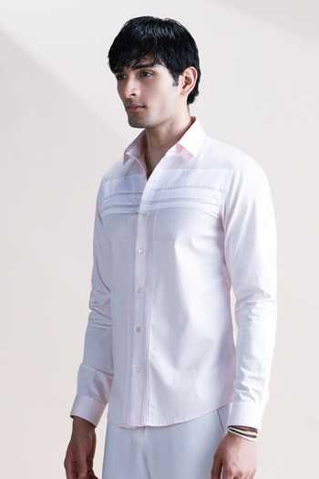 Shop_Abkasa_Pink Cotton Shadow Shirt _Online_at_Aza_Fashions