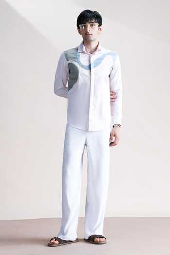 Buy_Abkasa_Pink Cotton Nomad Abstract Panel Shirt _Online_at_Aza_Fashions