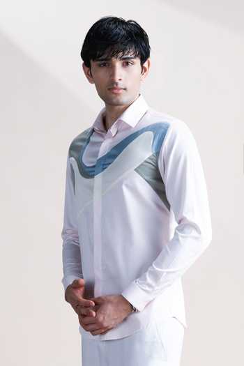 Shop_Abkasa_Pink Cotton Nomad Abstract Panel Shirt _Online_at_Aza_Fashions