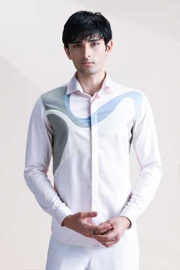Abkasa Nomad Abstract Panel Cotton Shirt 