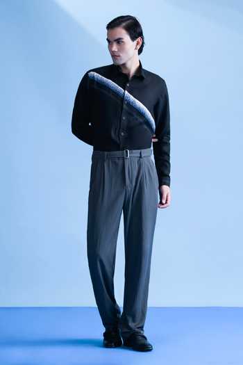 Abkasa Black Linen Drift Shirt Online at Aza Fashions Abkasa_Black Linen Drift Shirt _Online_at_Aza_Fashions