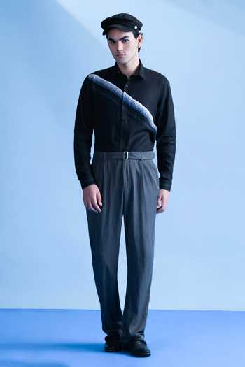 Buy Abkasa Black Linen Drift Shirt Online at Aza Fashions Buy_Abkasa_Black Linen Drift Shirt _Online_at_Aza_Fashions