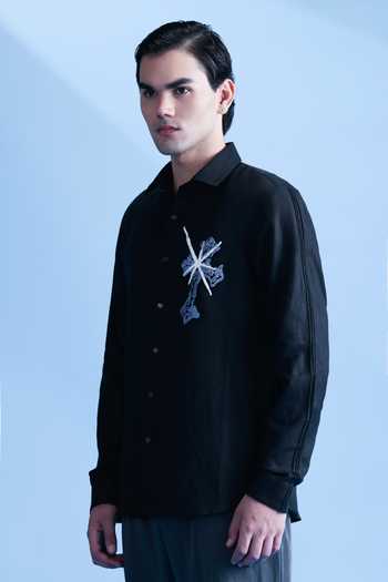 Buy Abkasa Black Linen Calli Shirt Online at Aza Fashions Buy_Abkasa_Black Linen Calli Shirt _Online_at_Aza_Fashions