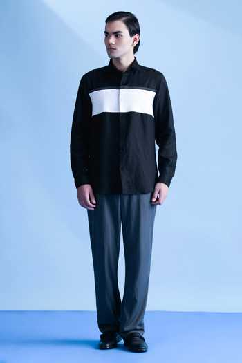Abkasa Black Linen Maya Shirt Online at Aza Fashions Abkasa_Black Linen Maya Shirt _Online_at_Aza_Fashions