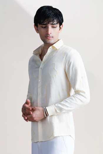 Abkasa_Yellow Linen Jose Shirt _Online_at_Aza_Fashions