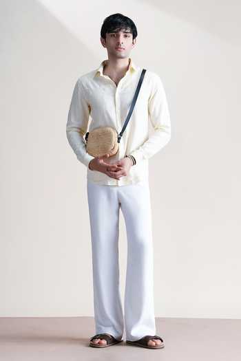 Shop_Abkasa_Yellow Linen Jose Shirt _Online_at_Aza_Fashions