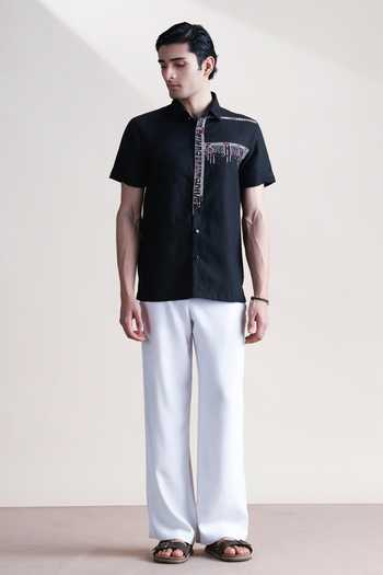 Shop_Abkasa_Black Linen Nera Shirt _Online_at_Aza_Fashions