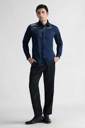 Buy Abkasa Navy Cotton Cameo Shirt Online at Aza Fashions Buy_Abkasa_Navy Cotton Cameo Shirt _Online_at_Aza_Fashions