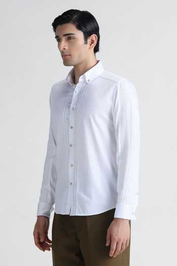 Abkasa_White Cotton Milana Shirt _Online_at_Aza_Fashions